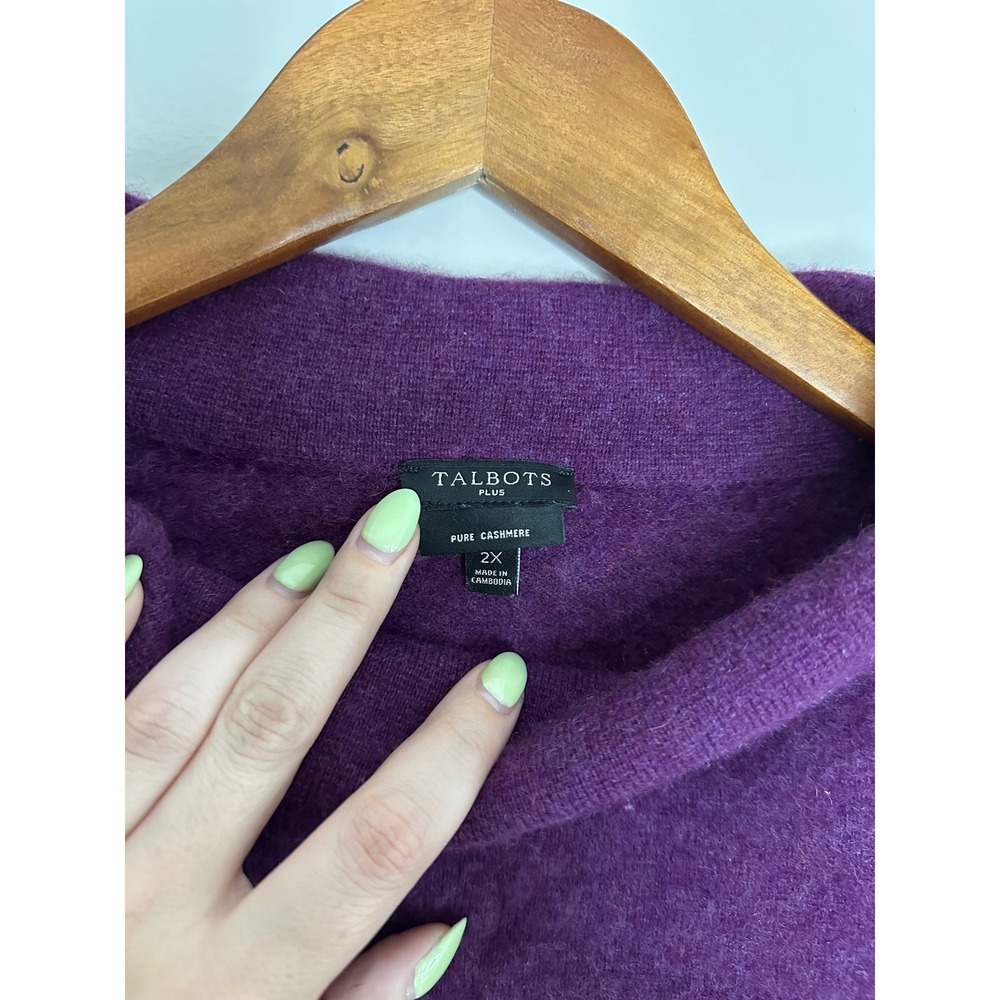 Talbots Pure Cashmere Sweater Women 2X Purple EUC Mock Neck Soft Luxury Pullover - Picture 6 of 7